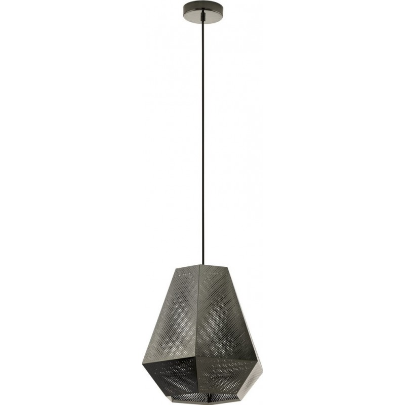 129,95 € Free Shipping | Hanging lamp Eglo Chiavica 28W Pyramidal Shape Ø 36 cm. Living room and dining room. Retro and vintage Style. Steel. Black and nickel Color