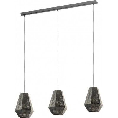 265,95 € Free Shipping | Hanging lamp Eglo Chiavica 84W Extended Shape 110×97 cm. Living room and dining room. Retro and vintage Style. Steel. Black and nickel Color