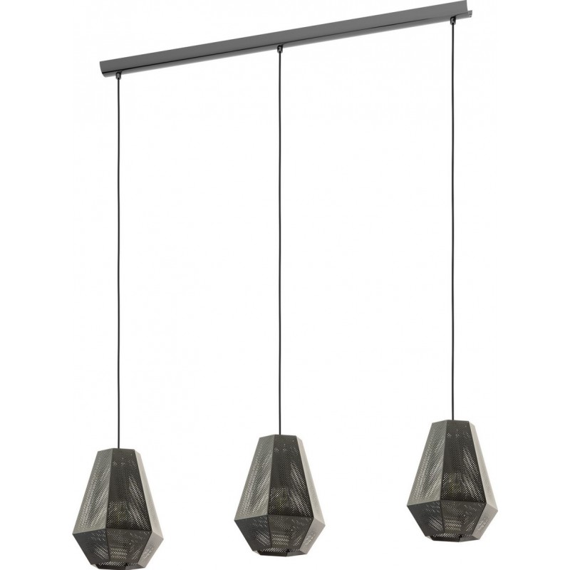 209,95 € Free Shipping | Hanging lamp Eglo Chiavica 84W Extended Shape 110×97 cm. Living room and dining room. Retro and vintage Style. Steel. Black and nickel Color