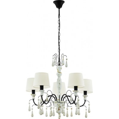 249,95 € Free Shipping | Chandelier Eglo Chaltisham 1 200W Ø 66 cm. Steel, wood and textile. Beige and brown Color