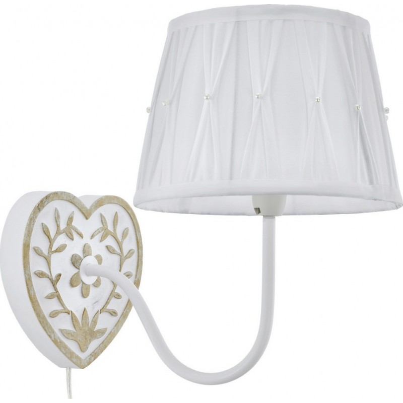 屋内ウォールライト Eglo Bridekirk 40W コニカル 形状 26×20 cm. ベッドルーム. 設計 スタイル. 繊維. 白い そして ゴールデン カラー