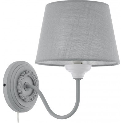 Indoor wall light Eglo Larache 2 40W Conical Shape 27×20 cm. Bedroom. Classic Style. Steel, linen and wood. Gray and Color