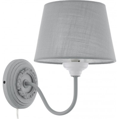 Lampada da parete per interni Eglo Larache 2 40W 27×20 cm. Acciaio, biancheria e legna. Colore grigio e