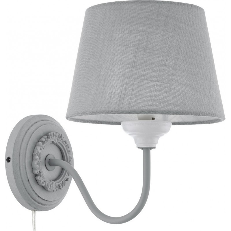 Настенный светильник для дома Eglo Larache 2 40W Коническая Форма 27×20 cm. Спальная комната. Классический Стиль. Стали, Белье и Древесина. Серый и Цвет