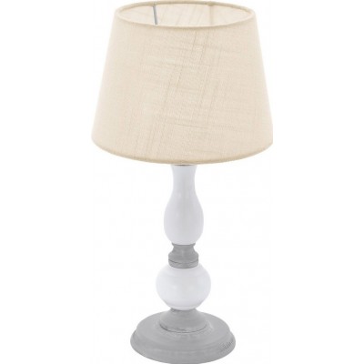 台灯 Eglo Larache 1 40W Ø 20 cm. 亚麻布, 木头 和 纺织品. 白色的 和 灰色的 颜色