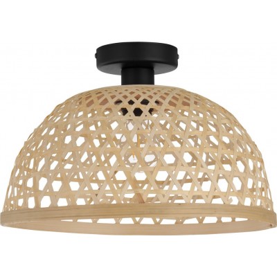 54,95 € Free Shipping | Indoor ceiling light Eglo Claverdon 40W Spherical Shape Ø 37 cm. Lobby. Vintage Style. Steel and wood. Black and natural Color