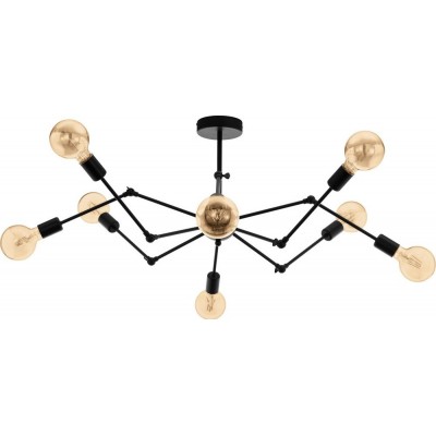 249,95 € Free Shipping | Chandelier Eglo Exmoor 480W Angular Shape Ø 96 cm. Living room and dining room. Retro and vintage Style. Steel. Black Color