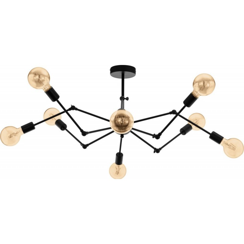 249,95 € Free Shipping | Chandelier Eglo Exmoor 480W Angular Shape Ø 96 cm. Living room and dining room. Retro and vintage Style. Steel. Black Color
