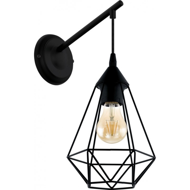 32,95 € Free Shipping | Indoor wall light Eglo Tarbes 60W Pyramidal Shape 38×16 cm. Bedroom. Vintage Style. Steel. Black Color