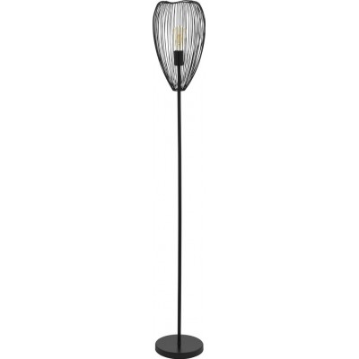 Lámpara de pie Eglo Clevedon 60W Forma Cónica Ø 24 cm. Salón, comedor y dormitorio. Estilo moderno, diseño y cool. Acero. Color negro