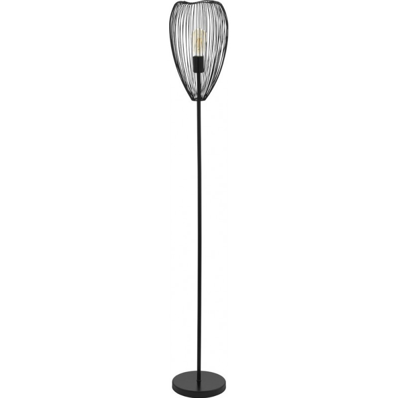 119,95 € Free Shipping | Floor lamp Eglo Clevedon 60W Conical Shape Ø 24 cm. Living room, dining room and bedroom. Modern, design and cool Style. Steel. Black Color