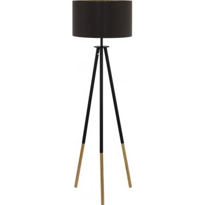 221,95 € Free Shipping | Floor lamp Eglo Bidford 60W Cylindrical Shape Ø 46 cm. Living room, dining room and bedroom. Modern, design and cool Style. Steel, Wood and Textile. Golden, brown and light brown Color