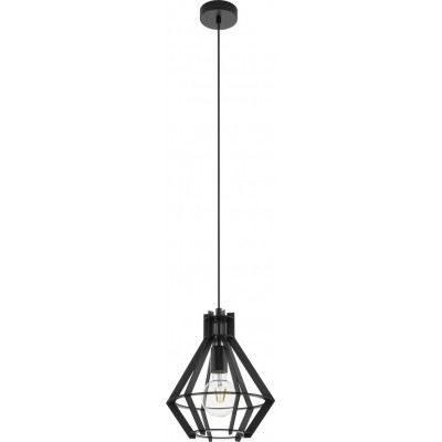 Hanging lamp Eglo Ipswich 60W Pyramidal Shape Ø 28 cm. Living room and dining room. Retro and vintage Style. Steel and wood. Black Color