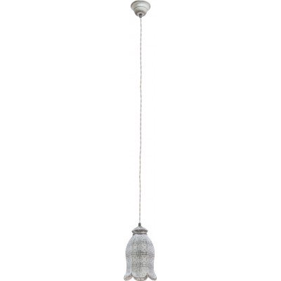 Hanging lamp Eglo Talbot 1 60W Cylindrical Shape Ø 16 cm. Living room, kitchen and dining room. Retro and vintage Style. Steel. Gray Color