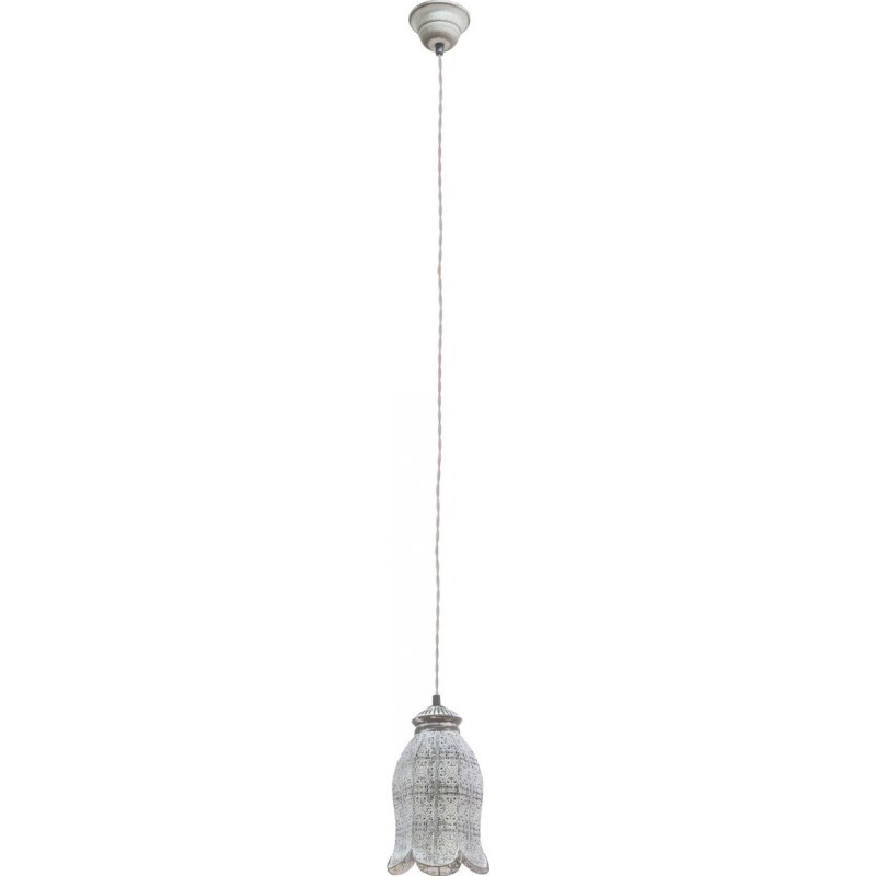 Hanging lamp Eglo Talbot 1 60W Cylindrical Shape Ø 16 cm. Living room, kitchen and dining room. Retro and vintage Style. Steel. Gray Color
