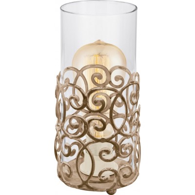 Lampada da tavolo Eglo Cardigan 60W Ø 12 cm. Acciaio e Bicchiere. Colore marrone e marrone rustico