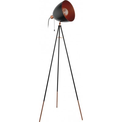 Lámpara de pie Eglo Chester 60W Forma Cónica 150×60 cm. Salón, comedor y dormitorio. Estilo moderno y diseño. Acero. Color cobre, dorado y negro