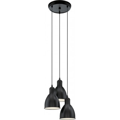 78,95 € Free Shipping | Hanging lamp Eglo Priddy 180W Conical Shape Ø 32 cm. Living room and dining room. Sophisticated and design Style. Steel. White and black Color