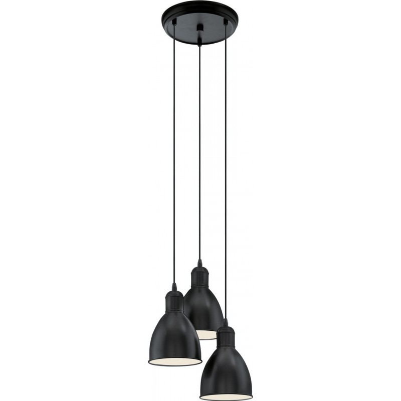 72,95 € Free Shipping | Hanging lamp Eglo Priddy 180W Conical Shape Ø 32 cm. Living room and dining room. Sophisticated and design Style. Steel. White and black Color
