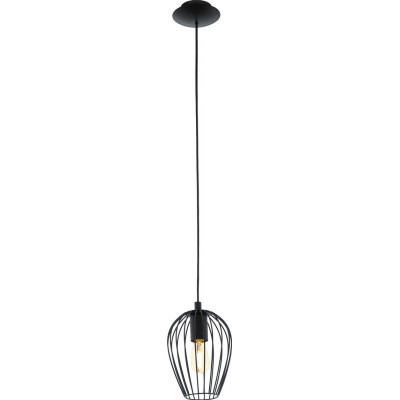 46,95 € Free Shipping | Hanging lamp Eglo Newtown 60W Oval Shape Ø 16 cm. Living room and dining room. Retro and vintage Style. Steel. Black Color