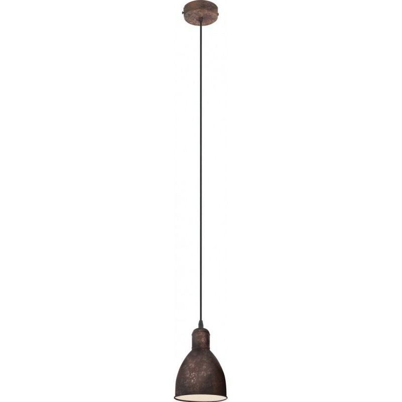 35,95 € Free Shipping | Hanging lamp Eglo Priddy 1 60W Conical Shape Ø 15 cm. Living room and dining room. Retro and vintage Style. Steel. Copper, old copper and golden Color