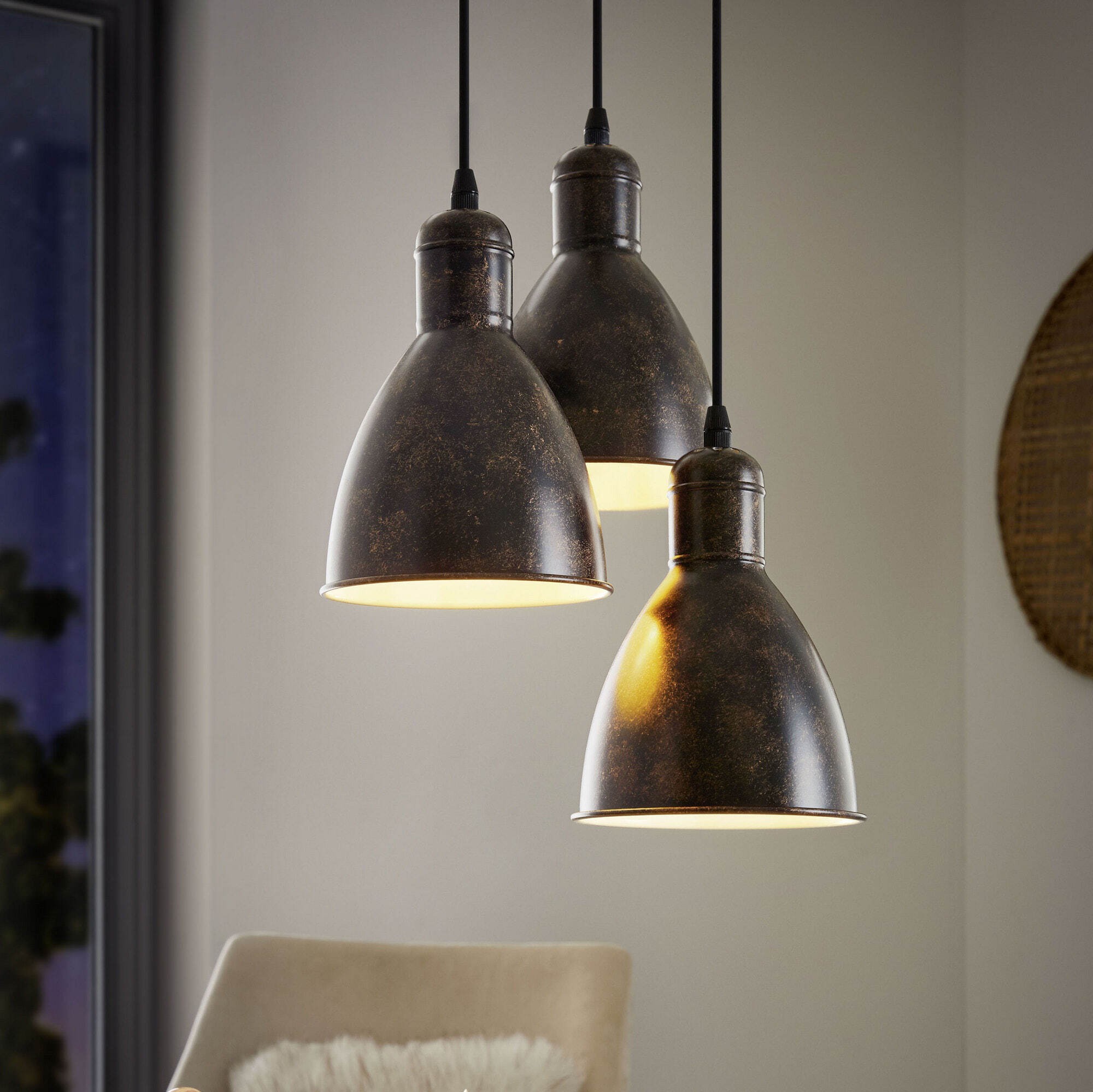 65,95 € Envoi gratuit | Lampe à suspension Eglo Priddy 1 180W Ø 32 cm. Acier. Couleur cuivre, vieux cuivre et dorée