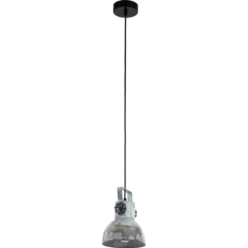 54,95 € Free Shipping | Hanging lamp Eglo Barnstaple 40W Conical Shape Ø 17 cm. Living room and dining room. Retro and vintage Style. Steel. Black, zinc and old zinc Color