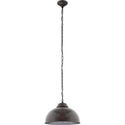 Hanging lamp Eglo Truro 2 60W Conical Shape Ø 36 cm. Living room, kitchen and dining room. Retro and vintage Style. Steel. Brown and antique brown Color