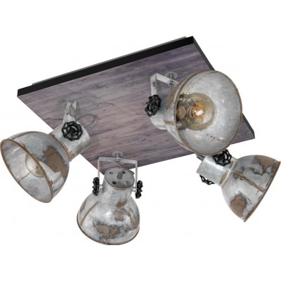 Внутренний точечный светильник Eglo Barnstaple 160W 45×45 cm. Стали и Древесина. Коричневый, рустикально-коричневый, чернить, цинк и старый цинк Цвет