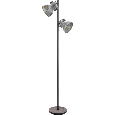 198,95 € Free Shipping | Floor lamp Eglo Barnstaple 80W Conical Shape 158 cm. Living room, dining room and bedroom. Retro and design Style. Steel and wood. Brown, rustic brown, black, zinc and old zinc Color