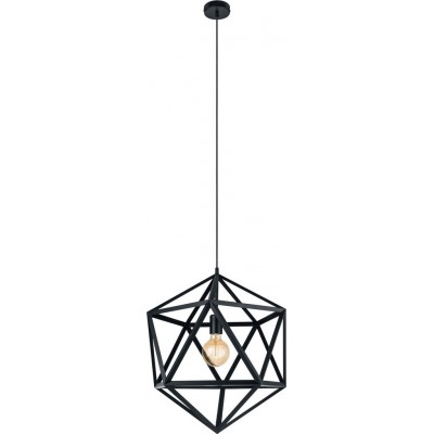 182,95 € Free Shipping | Hanging lamp Eglo Embleton 60W Pyramidal Shape Ø 46 cm. Living room and dining room. Retro and vintage Style. Steel. Black Color