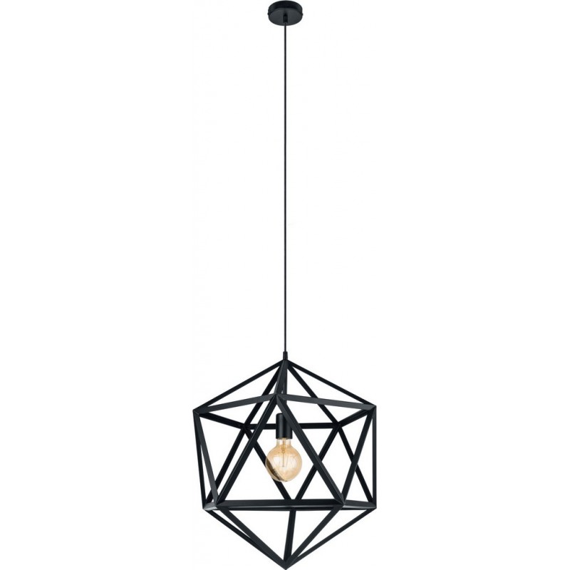 204,95 € Free Shipping | Hanging lamp Eglo Embleton 60W Pyramidal Shape Ø 46 cm. Living room and dining room. Retro and vintage Style. Steel. Black Color