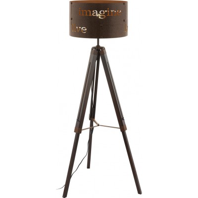 Floor lamp Eglo Coldingham 60W Ø 43 cm. Steel and wood. Brown and oxide Color