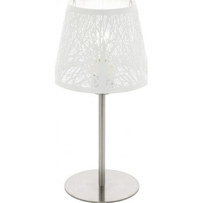 Lampe de table Eglo Hambleton 60W Ø 19 cm. Acier. Couleur blanc, nickel et nickel mat