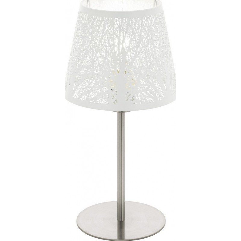 Lampe de table Eglo Hambleton 60W Ø 19 cm. Acier. Couleur blanc, nickel et nickel mat
