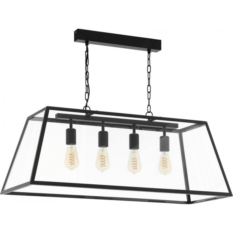 Hanging lamp Eglo France Amesbury 1 240W 110×95 cm. Steel and glass. Black Color