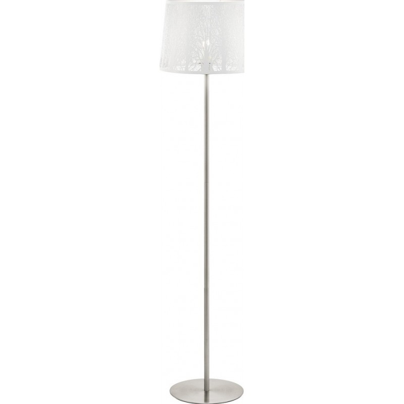 Lámpara de pie Eglo Hambleton 60W Forma Cilíndrica Ø 35 cm. Salón, comedor y dormitorio. Estilo moderno, sofisticado y diseño. Acero. Color blanco, níquel y níquel mate