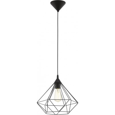 49,95 € Free Shipping | Hanging lamp Eglo Tarbes 60W Pyramidal Shape Ø 32 cm. Living room and dining room. Retro and vintage Style. Steel and plastic. Black Color