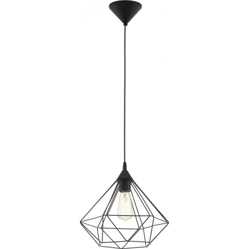 49,95 € Free Shipping | Hanging lamp Eglo Tarbes 60W Pyramidal Shape Ø 32 cm. Living room and dining room. Retro and vintage Style. Steel and Plastic. Black Color