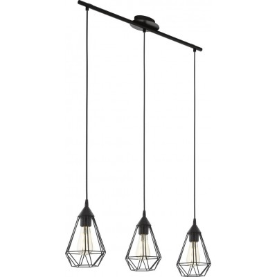 99,95 € Free Shipping | Hanging lamp Eglo Tarbes 180W Extended Shape 110×79 cm. Living room and dining room. Retro and vintage Style. Steel. Black Color