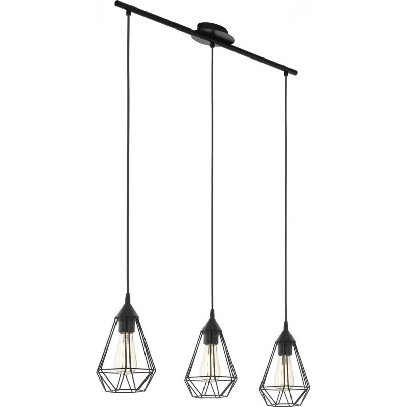 82,95 € Free Shipping | Hanging lamp Eglo Tarbes 180W Extended Shape 110×79 cm. Living room and dining room. Retro and vintage Style. Steel. Black Color