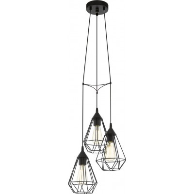 91,95 € Free Shipping | Hanging lamp Eglo Tarbes 180W Pyramidal Shape Ø 31 cm. Living room and dining room. Retro and vintage Style. Steel. Black Color