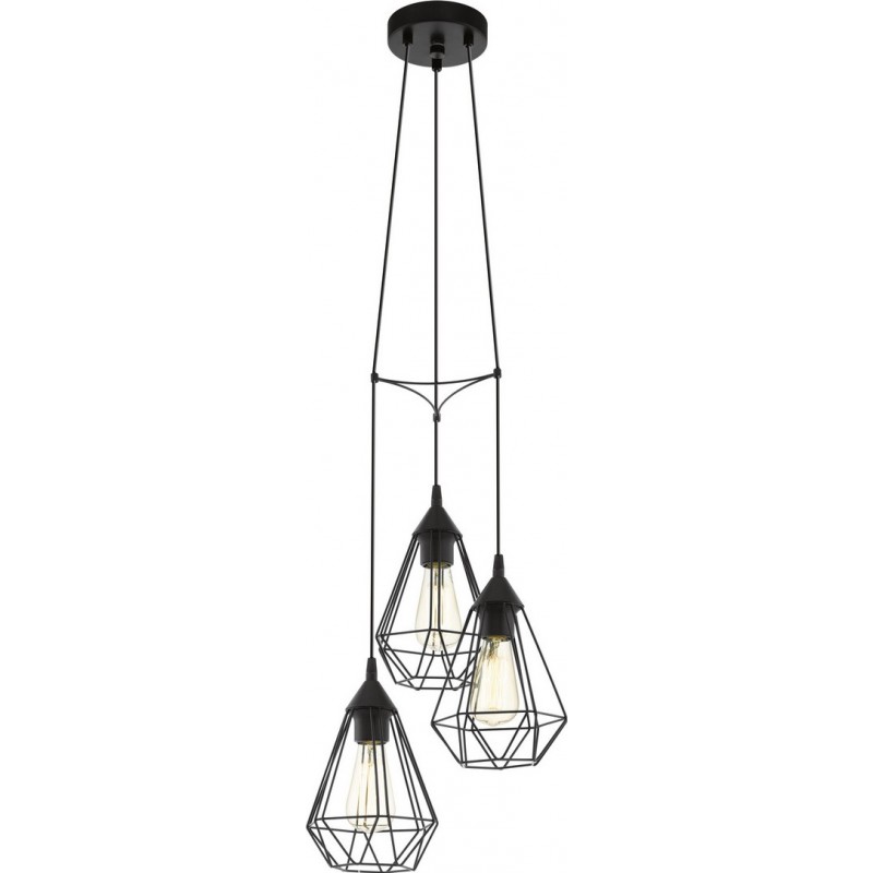 84,95 € Free Shipping | Hanging lamp Eglo Tarbes 180W Pyramidal Shape Ø 31 cm. Living room and dining room. Retro and vintage Style. Steel. Black Color