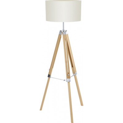 222,95 € Free Shipping | Floor lamp Eglo Lantada 60W Ø 45 cm. Steel, wood and textile. Beige and natural Color