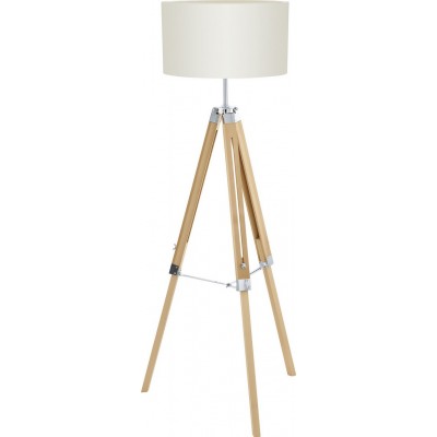 195,95 € Free Shipping | Floor lamp Eglo Lantada 60W Cylindrical Shape Ø 45 cm. Living room, dining room and bedroom. Modern, sophisticated and design Style. Steel, wood and textile. Beige and natural Color