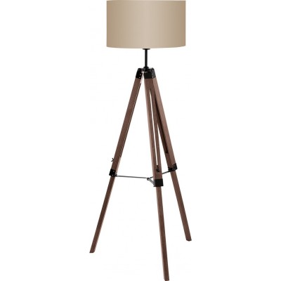 221,95 € Free Shipping | Floor lamp Eglo Lantada 60W Ø 45 cm. Steel, wood and textile. Gray and brown Color