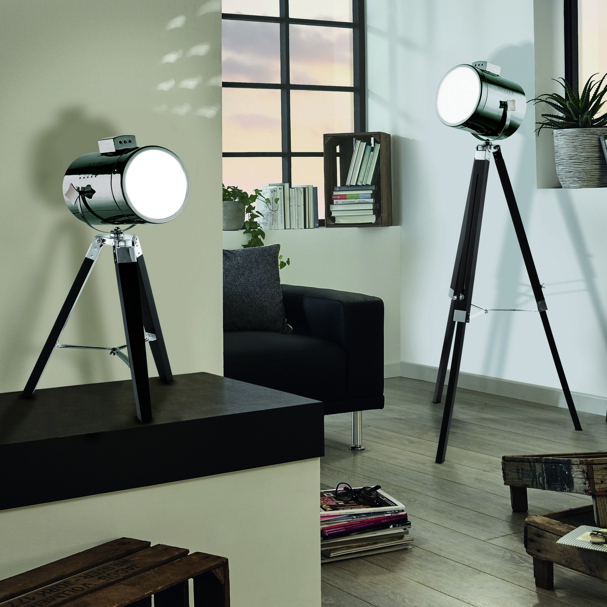189,95 € Envoi gratuit | Lampadaire Eglo Upstreet 60W Ø 70 cm. Acier et bois. Couleur chromé, noir et argent