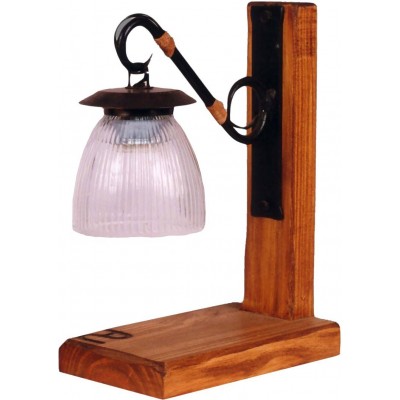 33,95 € Free Shipping | Table lamp Campiluz 40W Conical Shape 38×29 cm. Gancho con barra Living room and bedroom. Rustic, retro and vintage Style. Metal casting and wood. Antique brown and black Color
