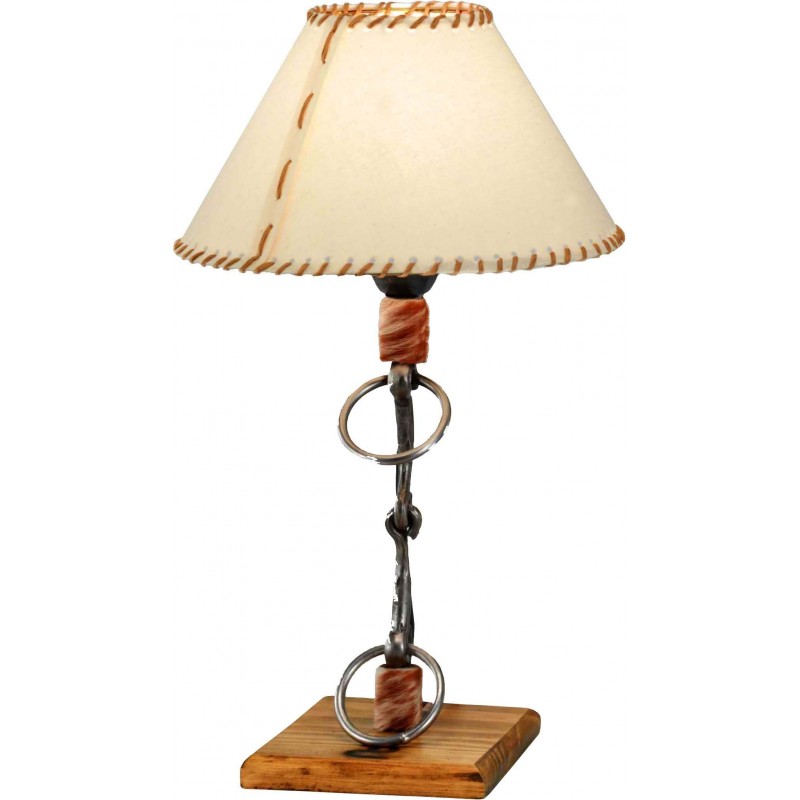 22,95 € Free Shipping | Table lamp Campiluz 40W Conical Shape 44×20 cm. Bocado vertical Living room and bedroom. Rustic, retro and vintage Style. Metal casting and wood. Antique brown and black Color