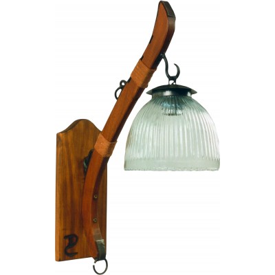 Indoor wall light Campiluz 40W Conical Shape 57×47 cm. Yuguillo largo Living room, kitchen and dining room. Rustic, retro and vintage Style. Metal casting and wood. Antique brown and black Color